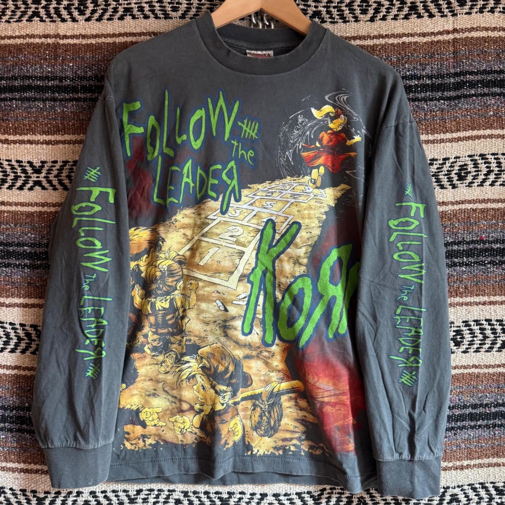 Korn Follow The Leader Long Sleeve Shirt Large Black Band Tee Graphic Reprint